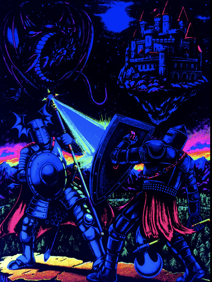 QUEST MASTER - Fuzzy Blacklight Poster by Josh Freydkis X Out of